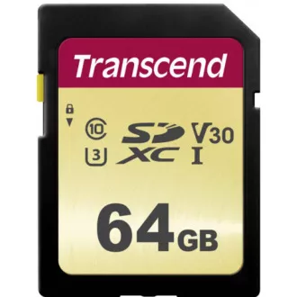 Card SDXC TRANSCEND 64GB 500S, UHS-I U3 V30 (R: 95 / W: 60 MB / s)
