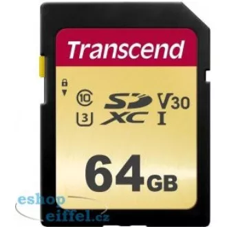 Card SDXC TRANSCEND 64GB 500S, UHS-I U3 V30 (R: 95 / W: 60 MB / s)