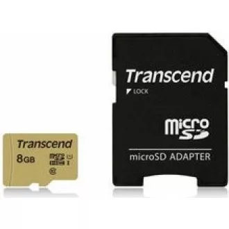 Card MicroSDHC TRANSCEND 8GB 500S, UHS-I U1 + adaptor Card MicroSDHC TRANSCEND 8GB 500S, UHS-I U1 + adaptor