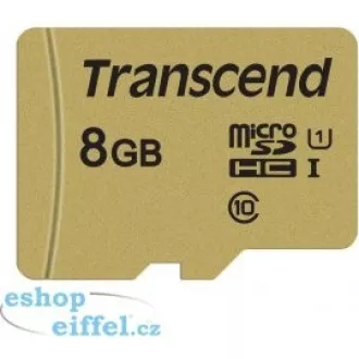 Card MicroSDHC TRANSCEND 8GB 500S, UHS-I U1 + adaptor Card MicroSDHC TRANSCEND 8GB 500S, UHS-I U1 + adaptor