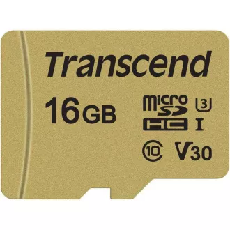 Card MicroSDHC TRANSCEND 16GB 500S, UHS-I U3 V30 + adaptor Card MicroSDHC TRANSCEND 16GB 500S, UHS-I U3 V30 + adaptor
