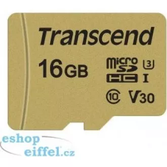Card MicroSDHC TRANSCEND 16GB 500S, UHS-I U3 V30 + adaptor Card MicroSDHC TRANSCEND 16GB 500S, UHS-I U3 V30 + adaptor