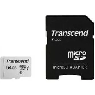 Placa TRANSCEND MicroSDXC 64GB 300S, UHS-I U1 + adaptor
