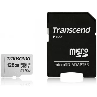 Card MicroSDXC TRANSCEND 128GB 300S, UHS-I U3 V30 + adaptor