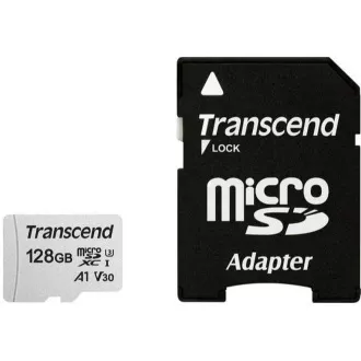 Card MicroSDXC TRANSCEND 128GB 300S, UHS-I U3 V30 + adaptor