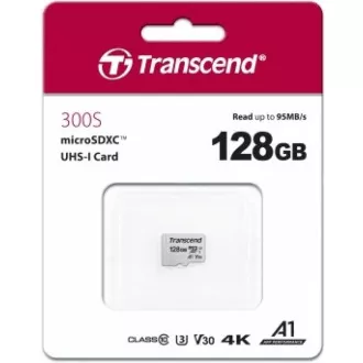 Card MicroSDXC TRANSCEND 128GB 300S, UHS-I U3 V30 + adaptor