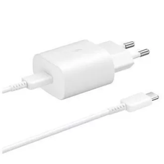 Încărcător de rețea Samsung EP-TA800EWE + cablu EP-DA705BWE USB-C, 25W, alb, (vrac)