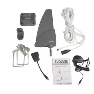 EVOLVEO Shark, antenă activă de exterior DAB+/DVB-T2, filtru LTE, 4G, 5G