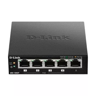D-Link DES-1005P B1 Comutator de birou cu 5 porturi 10/100 PoE, 4x PoE , 60W pentru PoE