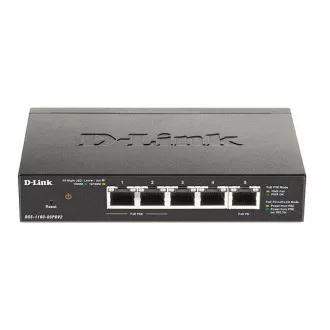 D-Link DGS-1100-05PDV2 Comutator inteligent PoE Gigabit PoE cu 5 porturi, fără sursă de alimentare - alimentat prin PoE, 2 porturi PoE