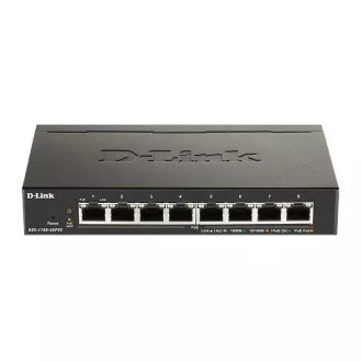 D-Link DGS-1100-08PV2 Comutator Gigabit Smart Managed PoE cu 8 porturi, buget PoE 64W, fără ventilator