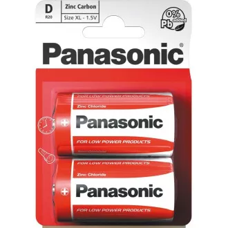 PANASONIC Baterii Zinc Carbon Red Zinc R20RZ / 2BP EU D 1.5V (Blister 2buc)