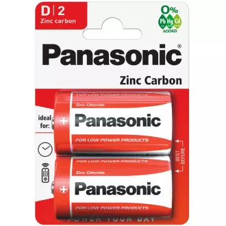 PANASONIC Baterii Zinc Carbon Red Zinc R20RZ / 2BP EU D 1.5V (Blister 2buc)