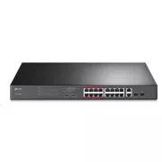 Comutator TP-Link TL-SL1218MP, [16x 10/100Mbps RJ45, 2xGbE RJ45, 2xSFP, 16x PoE  250W, 2x Fan]