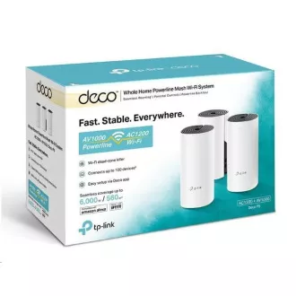 TP-Link Deco P9 (pachet de 3) Powerline WiFi5 Mesh (AC1200+AV1000, 2,4GHz/5GHz, 2xGbELAN/WAN)