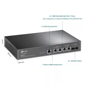 Comutator TP-Link OMADA JetStream TL-SX3206HPP (4x10GbE, 2xSFP , 4xPoE  , 200W, 2xconsole)
