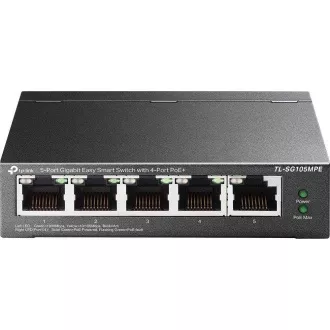 Comutator TP-Link Easy Smart TL-SG105MPE (5xGbE, 4xPoE , 120W, fără ventilator)