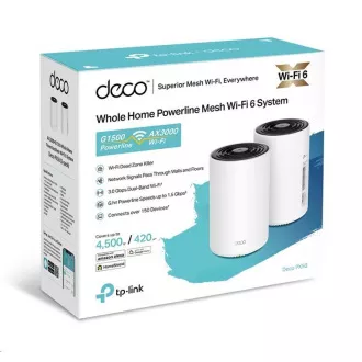 TP-Link Deco PX50 (pachet de 2) WiFi6 Powerline Mesh (AX3000, 2,4GHz/5GHz, 3xGbELAN/WAN)