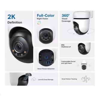 Cameră TP-Link Tapo C510W pentru exterior-exterior, (3MP, PTZ, 2K 1296p, WiFi, IR 30m, card micro SD)