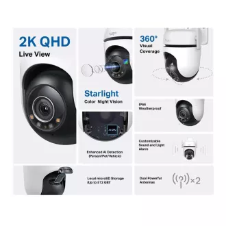 TP-Link Tapo C520WS cameră de exterior-în aer liber, (4MP, 2K QHD 1440p, WiFi, IR 30m, card microSD)
