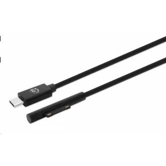 Cablu de încărcare Manhattan, Cablu de încărcare Surface Connect la USB-C (M/M), 15 V / 3 A, 1,8 m, negru
