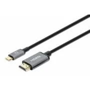Cablu Manhattan USB-C la HDMI, USB-C mascul la HDMI mascul, 2m, negru