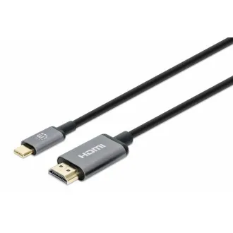 Cablu Manhattan USB-C la HDMI, USB-C mascul la HDMI mascul, 2m, negru