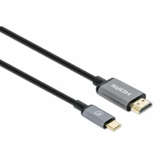 Cablu Manhattan USB-C la HDMI, USB-C mascul la HDMI mascul, 2m, negru
