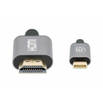 Cablu Manhattan USB-C la HDMI, USB-C mascul la HDMI mascul, 2m, negru