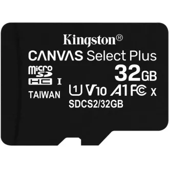 Card Kingston 32 GB micSDHC Canvas Select Plus 100R A1 C10 + adaptor SD Card Kingston 32 GB micSDHC Canvas Select Plus 100R A1 C10 + adaptor SD