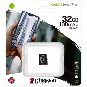 Card Kingston 32 GB micSDHC Canvas Select Plus 100R A1 C10 + adaptor SD Card Kingston 32 GB micSDHC Canvas Select Plus 100R A1 C10 + adaptor SD
