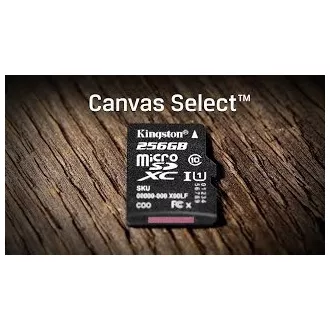 Card Kingston 256 GB micSDXC Canvas Select Plus 100R A1 C10 + adaptor SD Card Kingston 256 GB micSDXC Canvas Select Plus 100R A1 C10 + adaptor SD