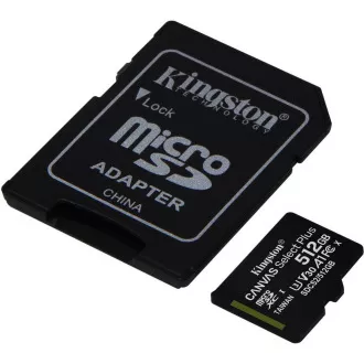Card Kingston 512GB micSDXC Canvas Select Plus 100R A1 C10 + adaptor SD