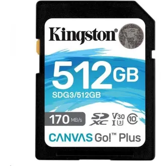 Card Kingston MicroSDXC 512GB Canvas Go! Plus, R:170/W:90MB/s, Clasa 10, UHS-I, U3, V30, A2   Adaptor - Utilizat