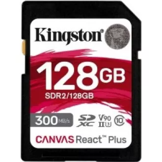 Kingston 128GB Canvas React Plus SDXC UHS-II 300R/260W U3 V90 pentru Full HD/4K/8K