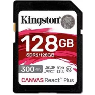 Kingston 128GB Canvas React Plus SDXC UHS-II 300R/260W U3 V90 pentru Full HD/4K/8K