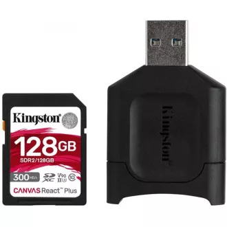 Kingston 128GB Canvas React Plus SDXC UHS-II 300R/260W U3 V90 pentru Full HD/4K/8K