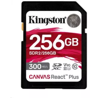 Kingston 256GB Canvas React Plus SDXC UHS-II 300R/260W U3 V90 pentru Full HD/4K/8K