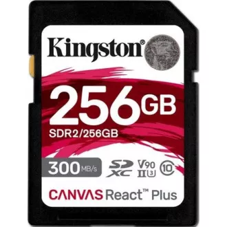 Kingston 256GB Canvas React Plus SDXC UHS-II 300R/260W U3 V90 pentru Full HD/4K/8K