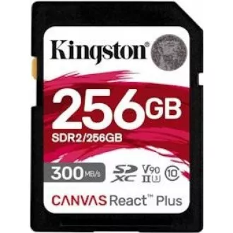 Kingston 256GB Canvas React Plus SDXC UHS-II 300R/260W U3 V90 pentru Full HD/4K/8K