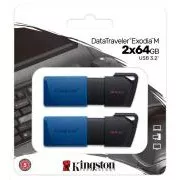 Kingston 64GB USB3.2 Gen 1 DataTraveler Exodia M (negru + albastru) - 2 buc
