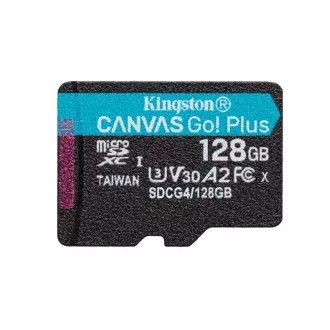 Card de memorie Kingston MicroSDXC 128GB Canvas Go! Plus, R:200/W:160MB/s, Clasa 10, UHS-I, U3, V30, A2 + Adaptor