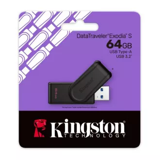 Unitate flash Kingston DataTraveler Exodia S, 64 GB, USB 3.2, Gen 1 (negru) Unitate flash Kingston DataTraveler Exodia S, 64 GB, USB 3.2, Gen 1 (negru)