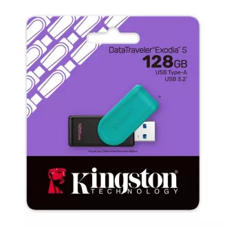 Unitate flash Kingston DataTraveler Exodia S, 128 GB, USB 3.2, Gen 1 (negru + turcoaz)