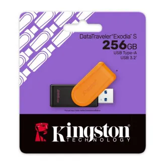 Unitate flash Kingston DataTraveler Exodia S, 256 GB, USB 3.2, Gen 1 (negru + portocaliu) - Utilizat Unitate flash Kingston DataTraveler Exodia S, 256 GB, USB 3.2, Gen 1 (negru + portocaliu) - Utilizat