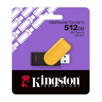 Unitate flash Kingston DataTraveler Exodia S, 512 GB, USB 3.2, Gen 1 (negru + galben) - Utilizat Unitate flash Kingston DataTraveler Exodia S, 512 GB, USB 3.2, Gen 1 (negru + galben) - Utilizat