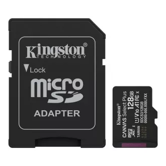 Card Kingston MicroSDXC 128GB Canvas Select Plus, U1, V10, A1, adaptor SD