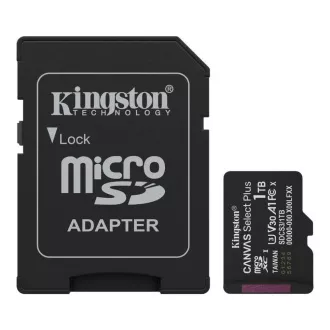 Card Kingston MicroSDXC 1TB Canvas Select Plus, U3, V30, A1, adaptor SD