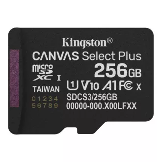 Card de memorie Kingston MicroSDXC 256GB Canvas Select Plus, U1, V10, A1 Card de memorie Kingston MicroSDXC 256GB Canvas Select Plus, U1, V10, A1