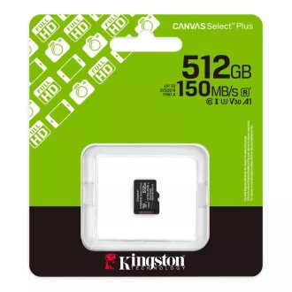 Card de memorie Kingston MicroSDXC 512GB Canvas Select Plus, U3, V30, A1